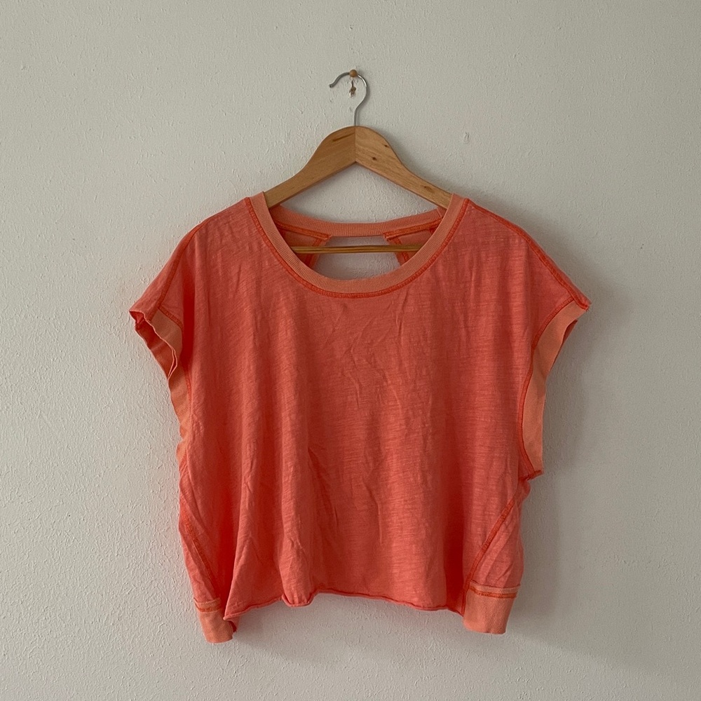 Washed Look Scoop T-shirt Keyhole Boho Coastal Beach